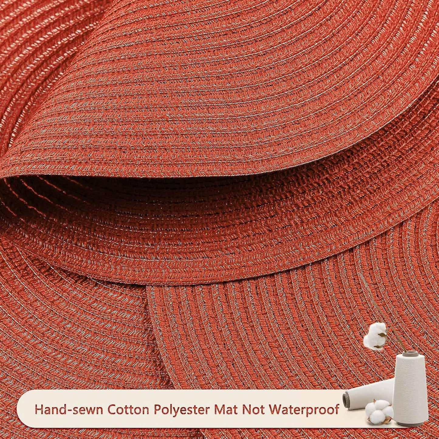 FunWheat Round Braided Placemats Set of 6 Place mats for Dining Tables Woven Heat Resistant Table Mats 15 inch (Dark Orange)