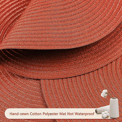 FunWheat Round Braided Placemats Set of 6 Place mats for Dining Tables Woven Heat Resistant Table Mats 15 inch (Dark Orange)