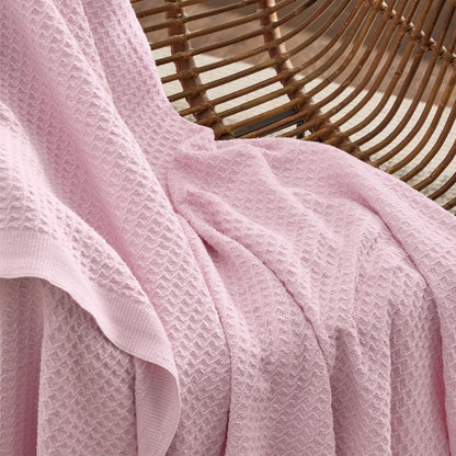 Bedsure 100% Cotton Throw Blanket for Couch 50x70 inches - Cooling Breathable and Soft for Summer, Waffle Weave Throw Blanket for Office, Pink