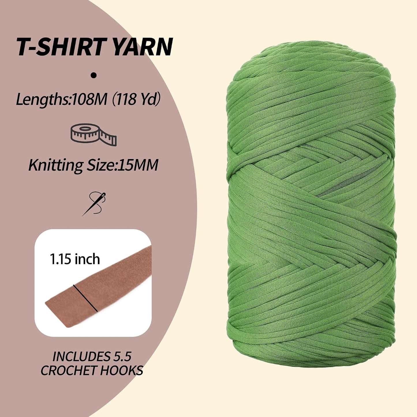 T-Shirt Yarn, 400g/118 Yards Elastic Fabric Crochet Cloth T- Shirt Yarns, Thick Hand Knitting Yarn for Crocheting Bags/Rugs/Baskets/Craft Project/Home Decor, DIY Crafts (Modern, 1-Pink)