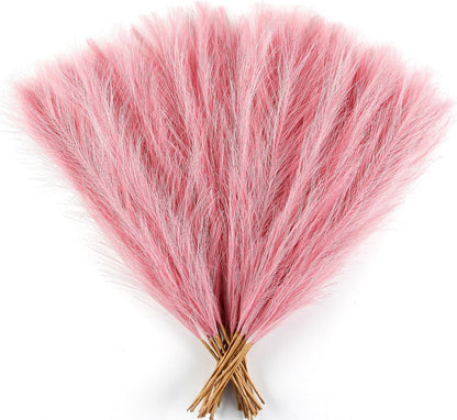 Pink Pampas Grass Small, 30 Pcs 17" Faux Pampas Grass Short Decor, Pompas Grass Flower Arrangement and Vase Filler for Boho Home Wedding Decoration