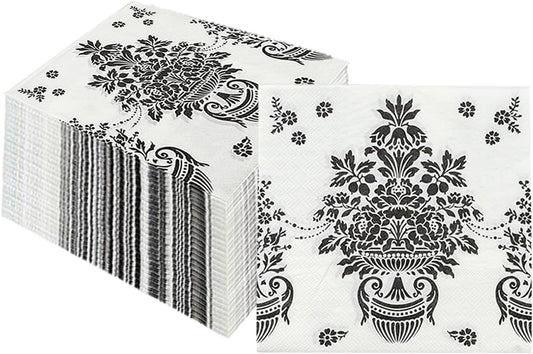 Bringsine 100 Baroque Flower Guest Napkins Pink 2 Ply Disposable Paper Pack Tropical Hand Napkin for Bathroom Hotel Gym Spa Party Wedding Bridal Baby Shower Decorative Towels