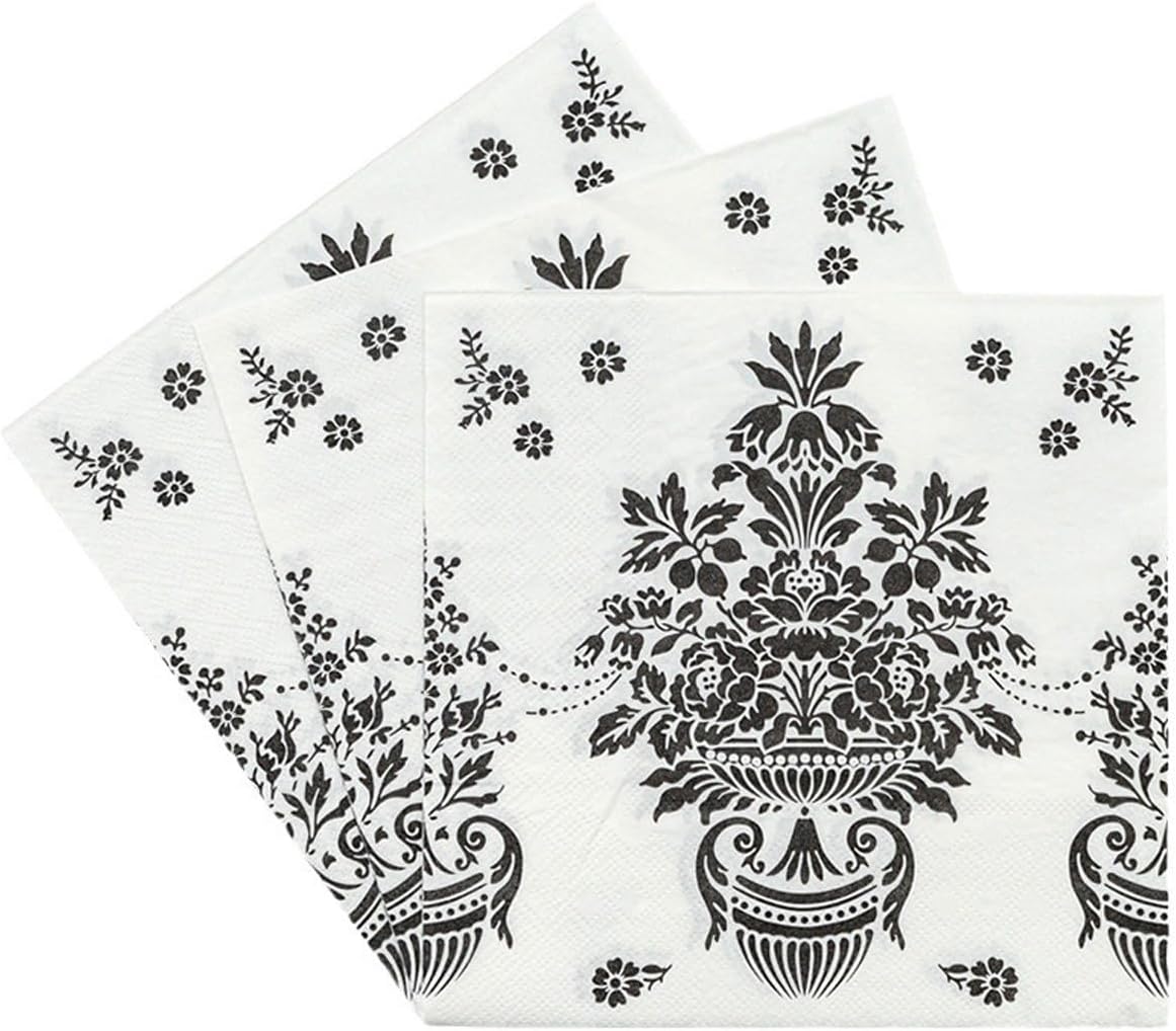 Bringsine 100 Baroque Flower Guest Napkins Pink 2 Ply Disposable Paper Pack Tropical Hand Napkin for Bathroom Hotel Gym Spa Party Wedding Bridal Baby Shower Decorative Towels