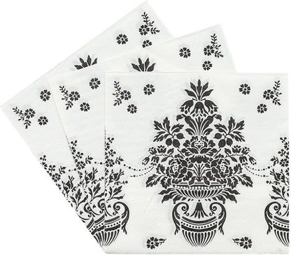 Bringsine 100 Baroque Flower Guest Napkins Pink 2 Ply Disposable Paper Pack Tropical Hand Napkin for Bathroom Hotel Gym Spa Party Wedding Bridal Baby Shower Decorative Towels