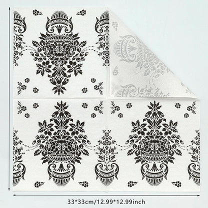 Bringsine 100 Baroque Flower Guest Napkins Pink 2 Ply Disposable Paper Pack Tropical Hand Napkin for Bathroom Hotel Gym Spa Party Wedding Bridal Baby Shower Decorative Towels