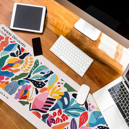 Abstract Floral Aesthetic Large Mouse Pad Matisse Boho Desk Mats, Pink Long Laptop Keyboard Mat Cute Gaming Desktop Mats for Desk, Flroal Desk Decor for Women Office 31.5x11.8