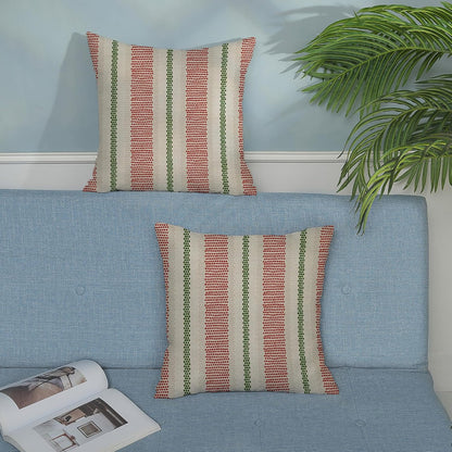 Pink Sage Green Pillow Covers 18x18 Inch 2 Pcs Boho Preppy Polka Dots Striped Decor Throw Pillows Modern Geometric Outdoor Farmhouse Decoration Pillowcase Linen Cushion Cover for Couch Sofa