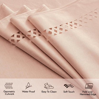 MIULEE Pink Rectangle Linen Polyester Tablecloth with Decorative Cutouts Spring Waterproof Stain Resistant & Shrink-Proof Table Cloth 52x70 inch Farmhouse Style for Dining Wedding and Outdoor