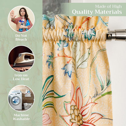 Maison d' Hermine Kitchen Curtain Set for Windows 100% Cotton Set of Kitchen Curtain Valance for Home [2 Tier (28"X36") and 1 Valance (56"X18")] Cafe Spring Summer (Luxury Loft - Peach)