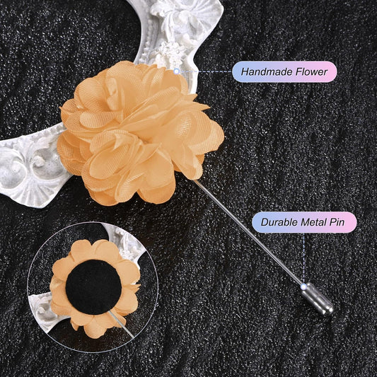 M METERXITY Flower Lapel Pins for Men, Boutonnieres Pin Camellia Flower Groom Boutonnieres for Wedding/Graduation