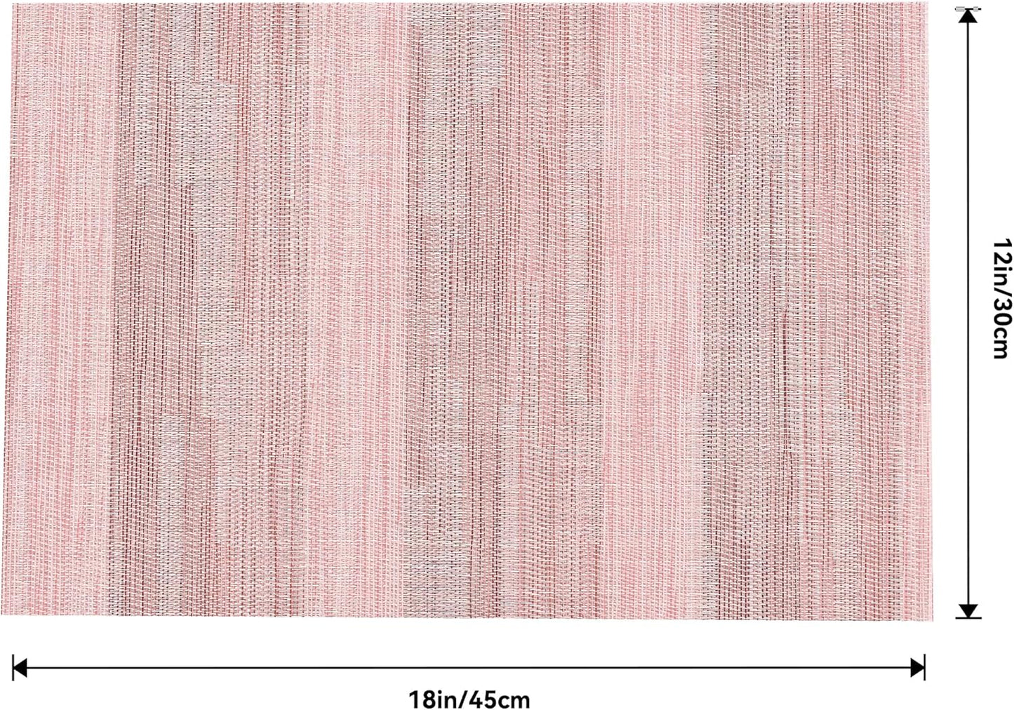 Leetaltree Misty Rose Placemats Set of 12 - Heat Resistant Non-Slip Place mats for Dining Table, Washable Durable PVC Vinyl Woven Table Mats（Misty Rose, 12）