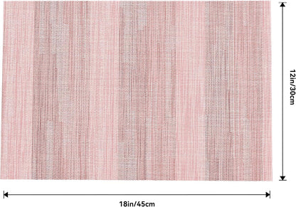 Leetaltree Misty Rose Placemats Set of 12 - Heat Resistant Non-Slip Place mats for Dining Table, Washable Durable PVC Vinyl Woven Table Mats（Misty Rose, 12）