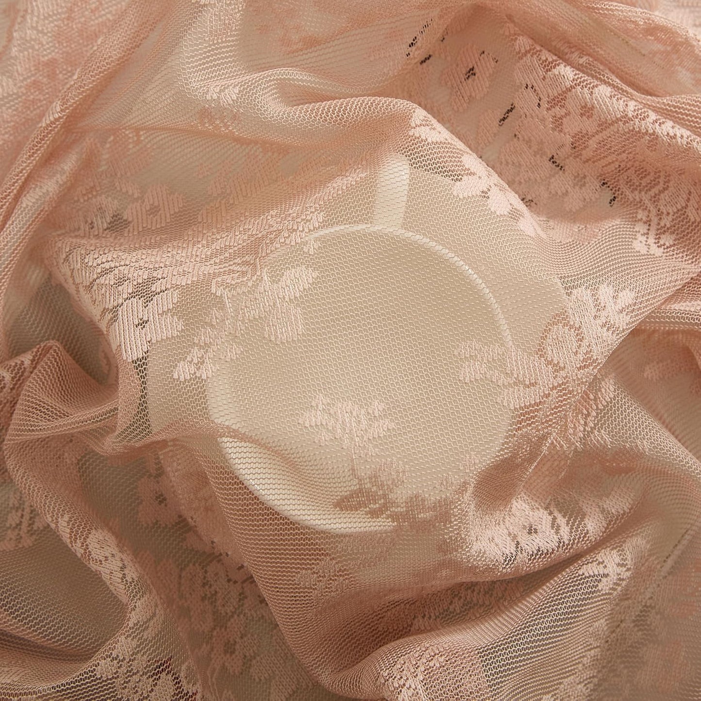 HLC.ME Jolene Floral Rod Pocket Lace Semi Sheer Voile Short Valance for Small Windows & Bathroom - 54 x 18 Inch Length (Blush Pink Valance)