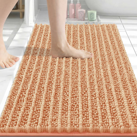 Arotive Luxury Bathroom Rugs 30x20, Extra Soft Thick Absorbent Shaggy Chenille Bath Rugs, Non-Slip Machine Wash Dry, Bath Mats for Bathroom Floor, Tub and Shower, Home Decor Accessories, Peach