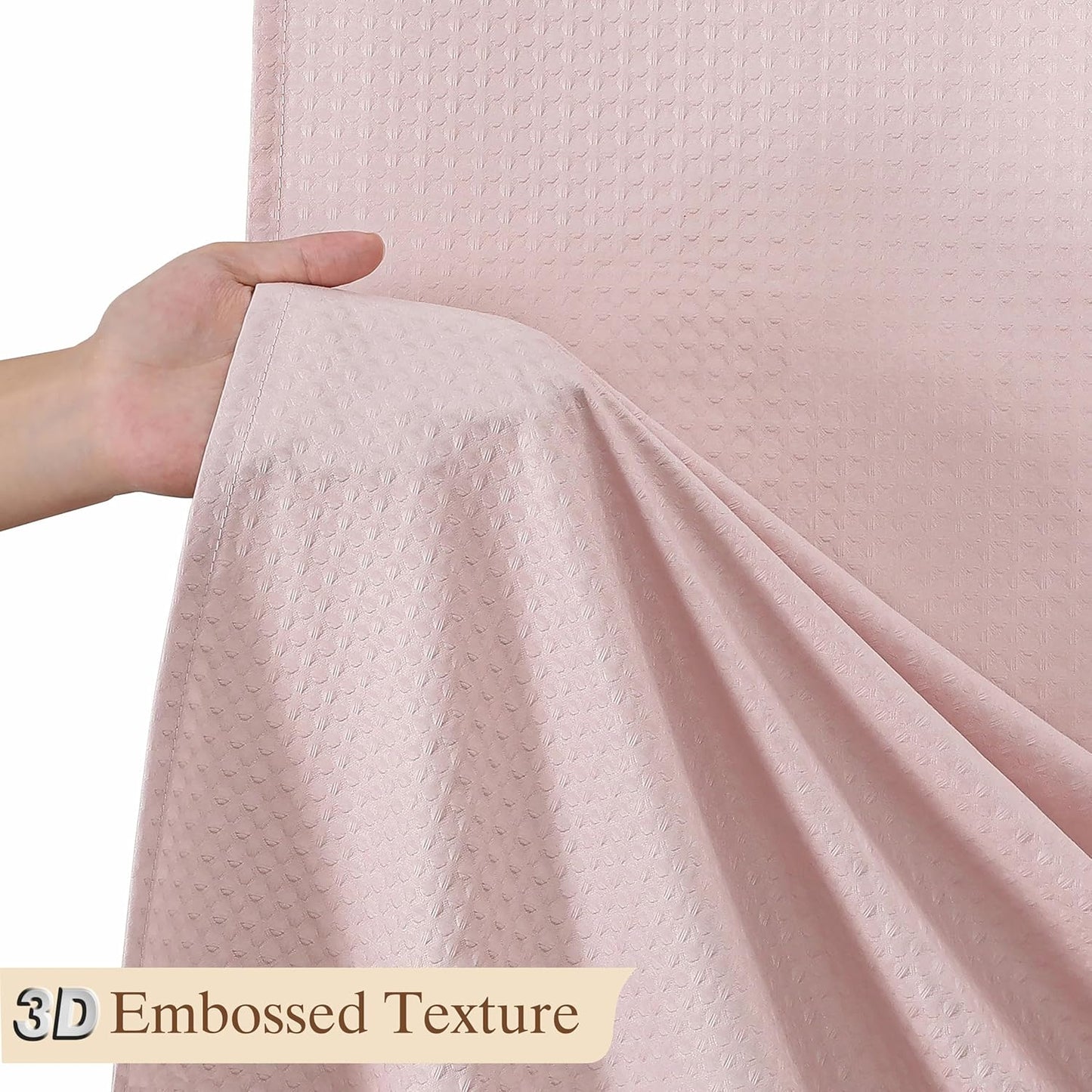 Aiyufeng Pink Shower Curtains for Bathroom，Dot Like Embossed Textured Waterproof Soft Polyester Cloth Shower Curtain，Hotel Spa Machine Washable，72Wx72L