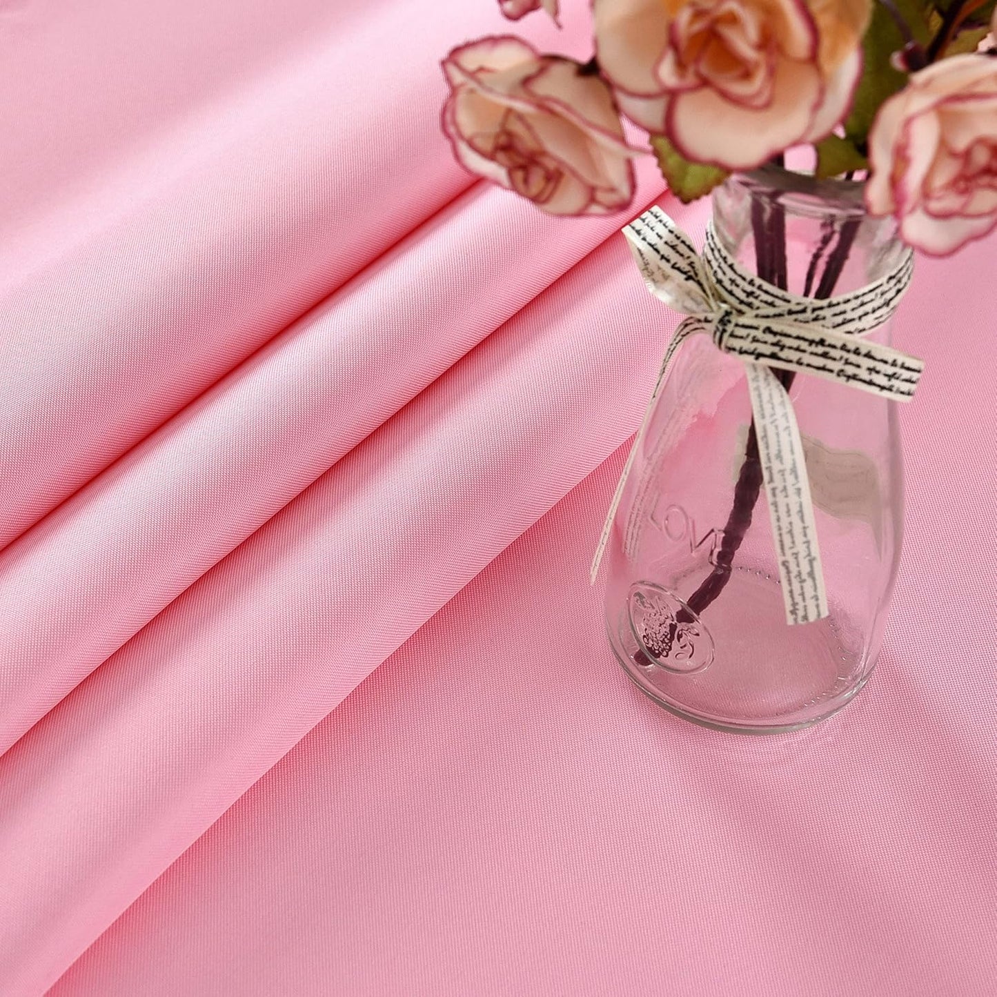 Pink Square Tablecloth Waterproof Stain Resistant Wrinkle Free Table Cloth 210GSM Polyester Wipeable Table Cover for Party, Banquet, Indoor and Outdoor use - Rectangle/Rectangular, 60 x 60 inch