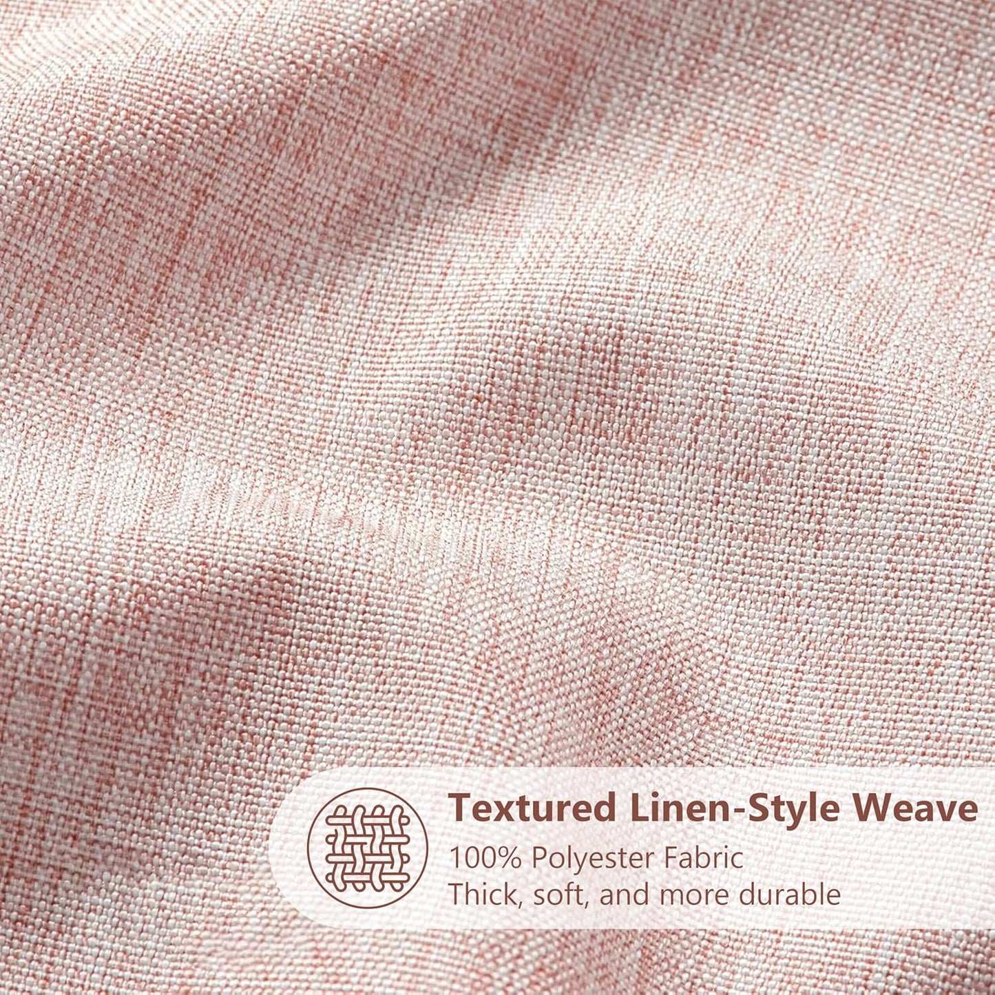 VANZAVANZU Shower Curtain with Metal Hooks Linen Fabric Shower Curtain Heavy Duty Bath Curtain for Bathroom and Bathtubs, Hotel Quality, Weighted Hem, Waterproof, 72 x 72 Inches (Pink)