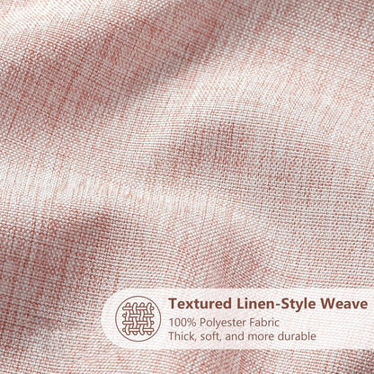 VANZAVANZU Shower Curtain with Metal Hooks Linen Fabric Shower Curtain Heavy Duty Bath Curtain for Bathroom and Bathtubs, Hotel Quality, Weighted Hem, Waterproof, 72 x 72 Inches (Pink)