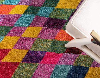 Unique Loom Estrella Collection Geometric, Abstract, Colorful, Modern, Eclectic Area Rug (5' 0 x 8' 0 Rectangular, Multi/Pink)