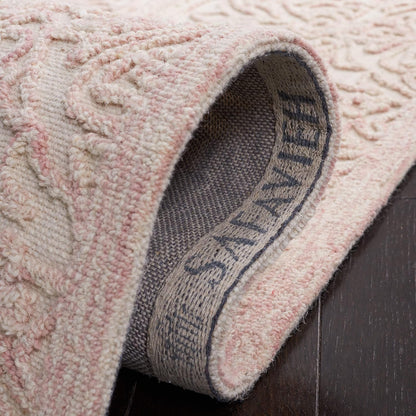 Martha Stewart x SAFAVIEH Accent Rug - 4' Round, Ivory & Pink, Handmade Wool, Ideal for Living Room, Foyer, Bedroom (MSR3511U-4R)