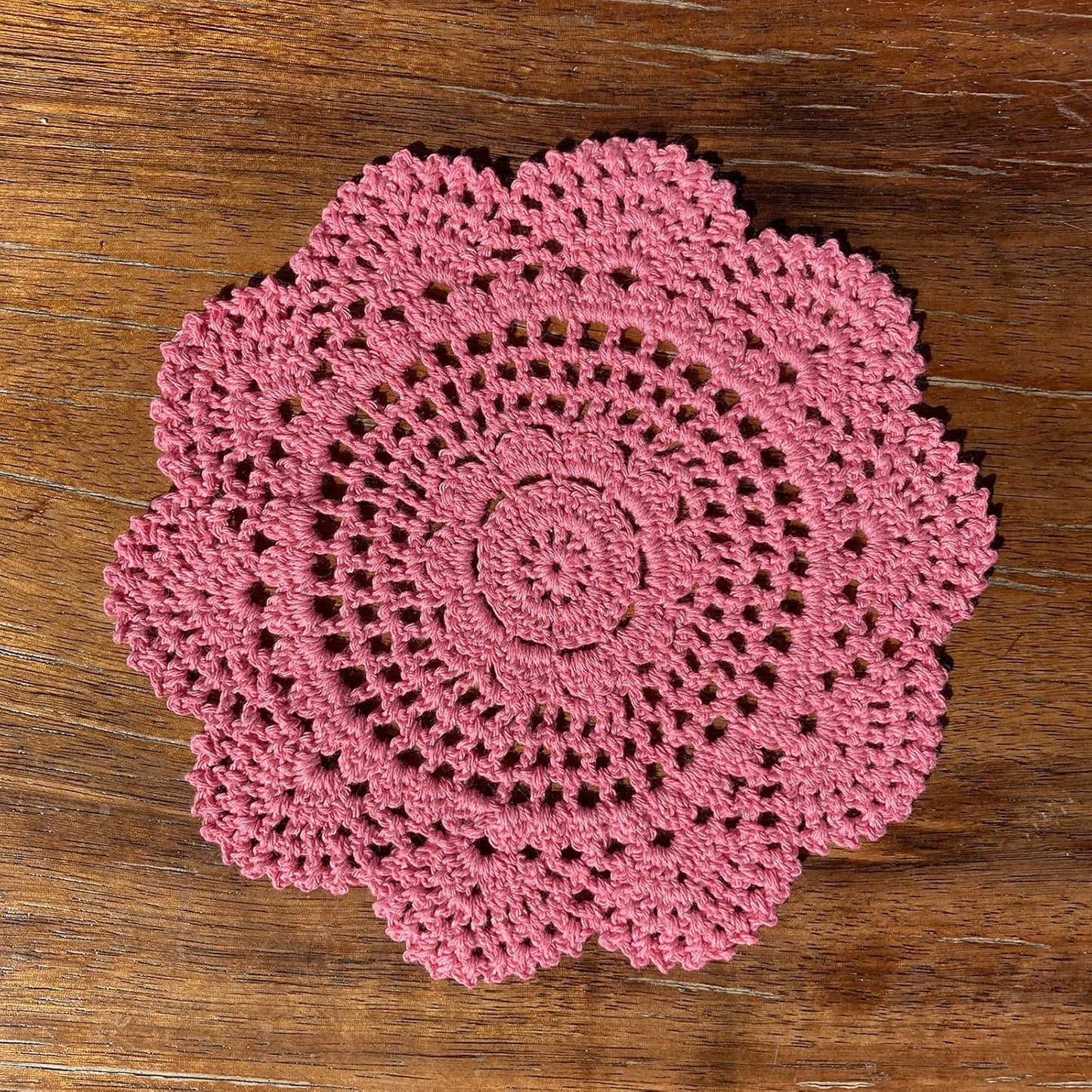 Hsvanyr Round Crochet Lace Doily Floral Design Fabric Coasters Doilies Value Pack, 4pcs/Set Pink Lace Doilies