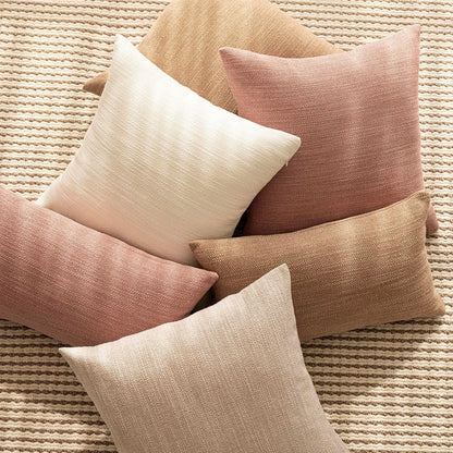 Foindtower Set of 2 Decorative Textured Burlap Linen Throw Pillow Covers Farmhouse Boho Cushion Cover Solid Accent Pillowcase for Couch Sofa Bed Living Room Home Decor,18×18 Inch,Dusty Pink