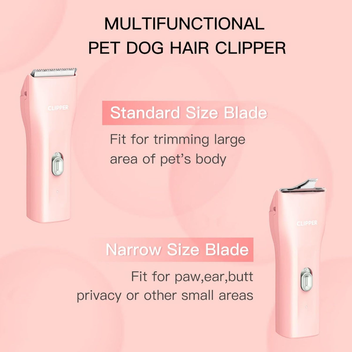 Dog Grooming Cilppers,Handy & Powerful Pet Electric Hair Trimmer Kits Waterproof Cordless Rechargeable Grooming Shavers for Small Dogs and Cats