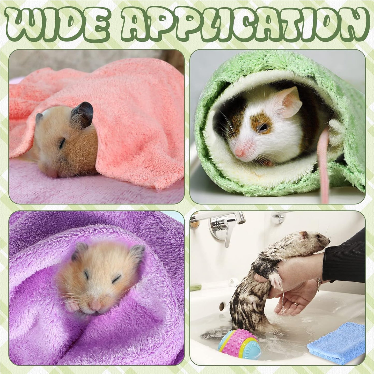 24 Pcs 24 Pcs Guinea Pig Fleece Bedding Blankets Bulk Washable Small Animal Fleece Cage Liners Pet Wash Cloth Sleeping Mat Cover for Hamster Chinchilla Rabbit Hedgehog (12 x 12 Inch,Multicolor)