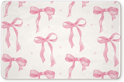 Bow Rug, Bow Bathroom Bug, Pink Bath Mat, Cute Coquette Bath Mat, 27x17 Door Mat Indoor Entrance, Soft Cozy Absorption Non Slip Mat for Bedroom Kitchen Bathroom, Housewarming Gifts for Women