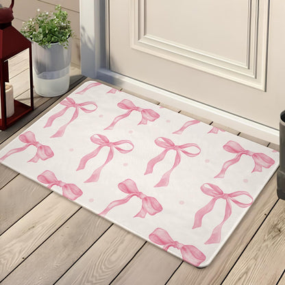 Bow Rug, Bow Bathroom Bug, Pink Bath Mat, Cute Coquette Bath Mat, 27x17 Door Mat Indoor Entrance, Soft Cozy Absorption Non Slip Mat for Bedroom Kitchen Bathroom, Housewarming Gifts for Women