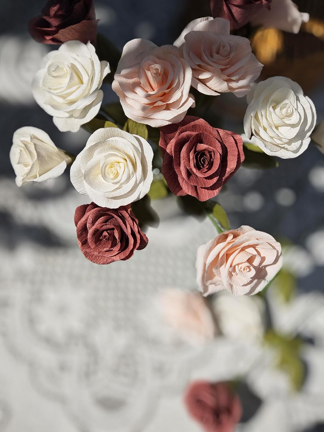Dusty Pink Crepe Paper Rose Craft Kit for Weddings Home Decor Gift Giving Handmade DIY Gift Wrapping Paper Crafts Birthday Wedding Holiday Paper Flower Set of 18