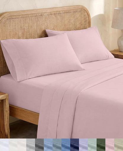 100% Organic Cotton California King Sheet Sets, Pink