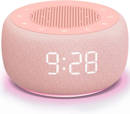 Sound Machine & Alarm Clock 2-in-1-0-100% Display Dimmer, Under Light, Sleep Timer, Precise 30-Level Volume Control White Noise Machine