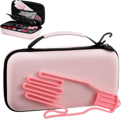 Golf Glove Holder Case with Removable Glove Shaper, Water-Resistant, Pink Golf Accessories Gift for Woman, Dividers Storage for Tees, Ball Markers, Phone, Divot Tool