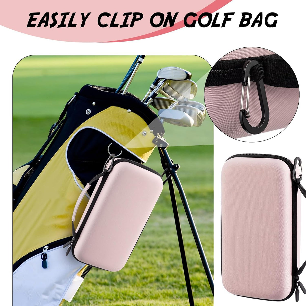 Golf Glove Holder Case with Removable Glove Shaper, Water-Resistant, Pink Golf Accessories Gift for Woman, Dividers Storage for Tees, Ball Markers, Phone, Divot Tool