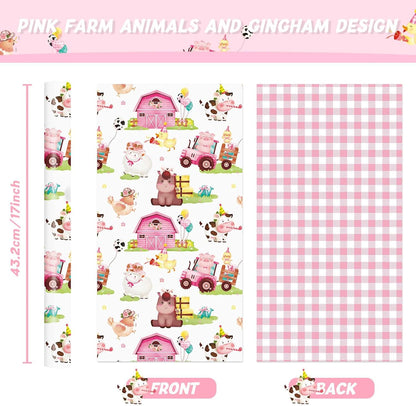 Farm Animal Wrapping Paper 17 In x 33 Ft Pink Barnyard Gift Wrap