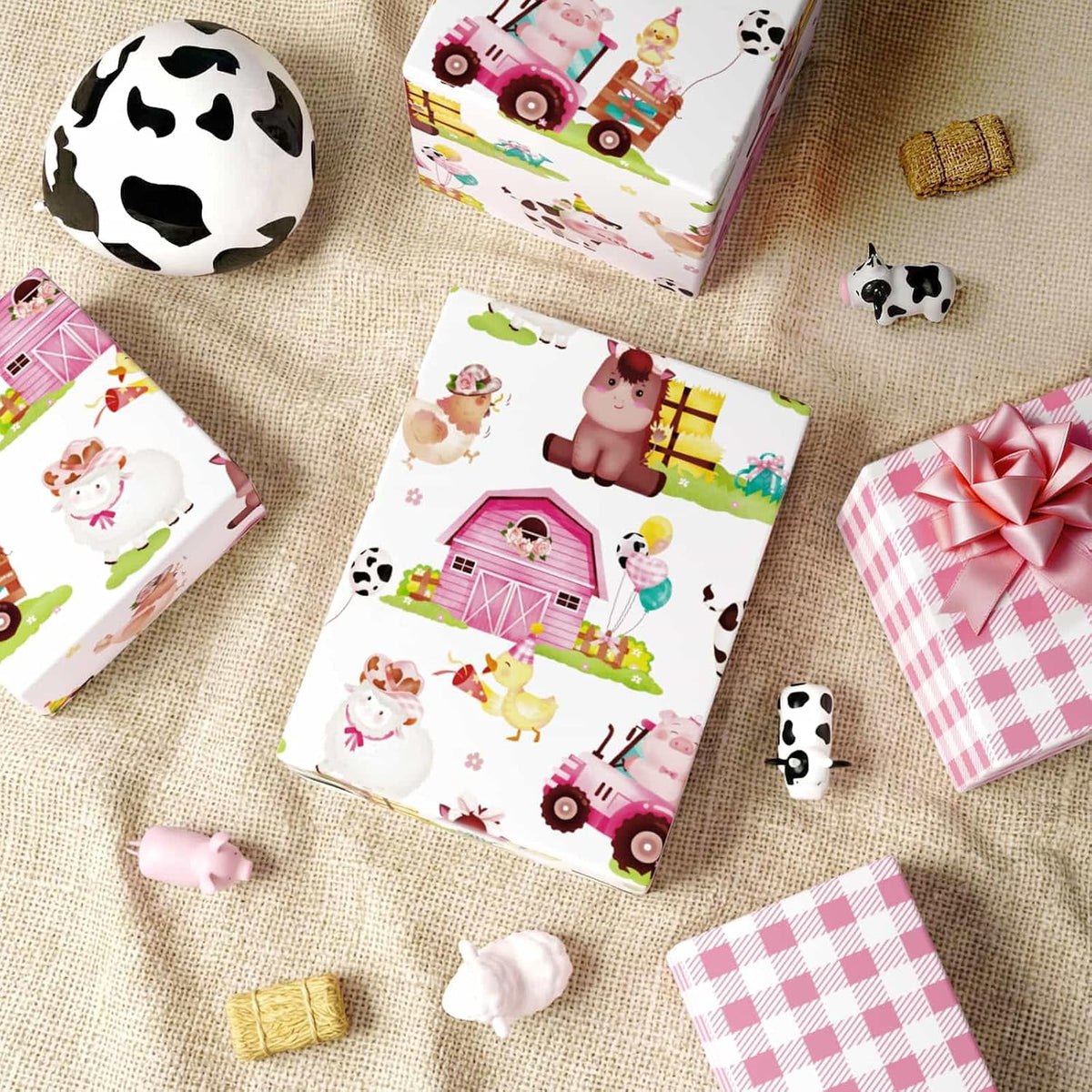 Farm Animal Wrapping Paper 17 In x 33 Ft Pink Barnyard Gift Wrap