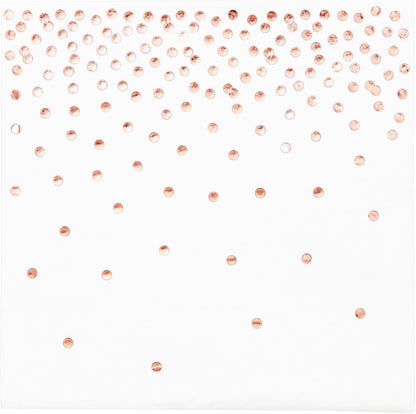Rose Gold Confetti Cocktail Napkins - 5 x 5 in, 100 Count, 3-Ply Disposable - Polka Dotted Foil for Wedding Receptions & Bridal Showers - Beverage & Dessert Use