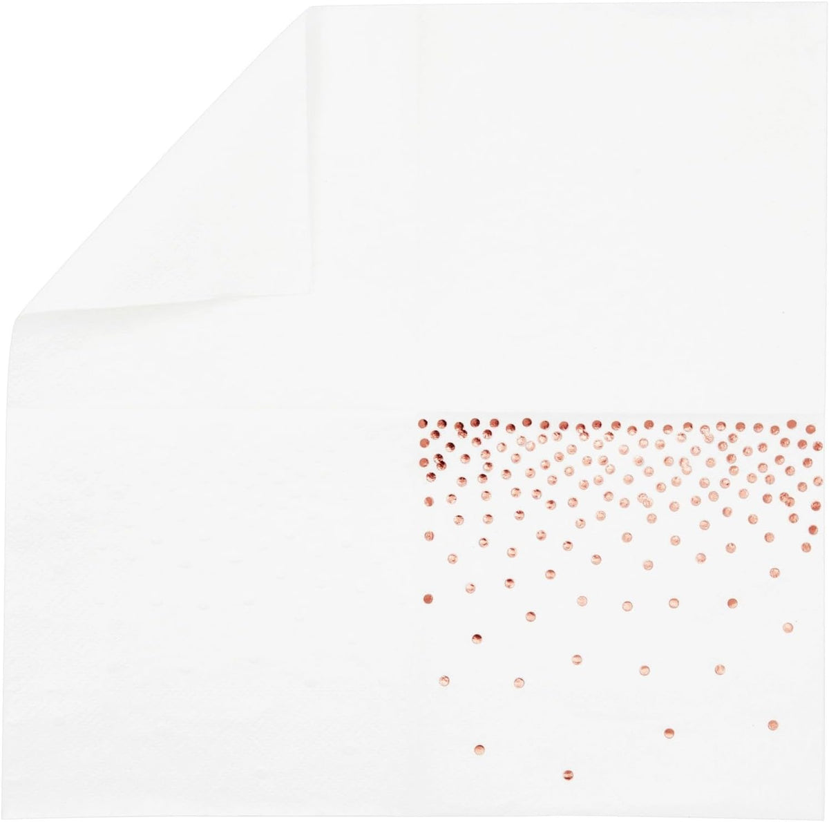 Rose Gold Confetti Cocktail Napkins - 5 x 5 in, 100 Count, 3-Ply Disposable - Polka Dotted Foil for Wedding Receptions & Bridal Showers - Beverage & Dessert Use