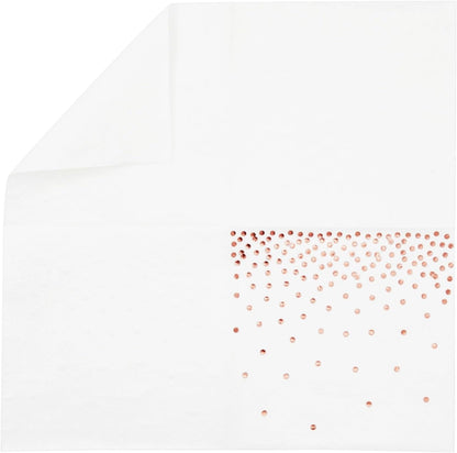 Rose Gold Confetti Cocktail Napkins - 5 x 5 in, 100 Count, 3-Ply Disposable - Polka Dotted Foil for Wedding Receptions & Bridal Showers - Beverage & Dessert Use