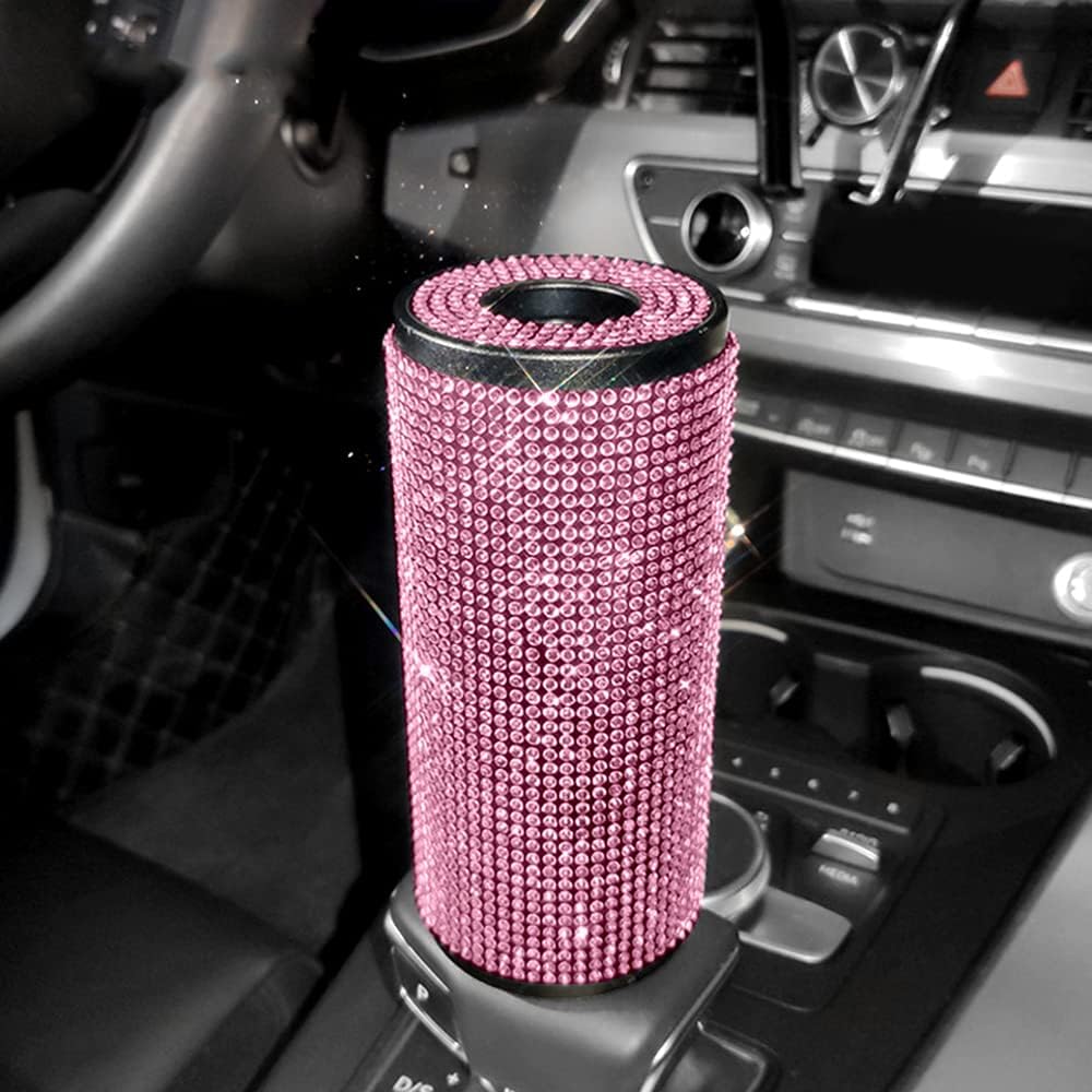 Car Universal Tissue Boxes for Car Diamond Bling Auto Rhinestone Crystal Paper Box Girls Auto Luxury Interior Accessories (Pink)