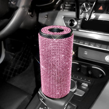 Car Universal Tissue Boxes for Car Diamond Bling Auto Rhinestone Crystal Paper Box Girls Auto Luxury Interior Accessories (Pink)