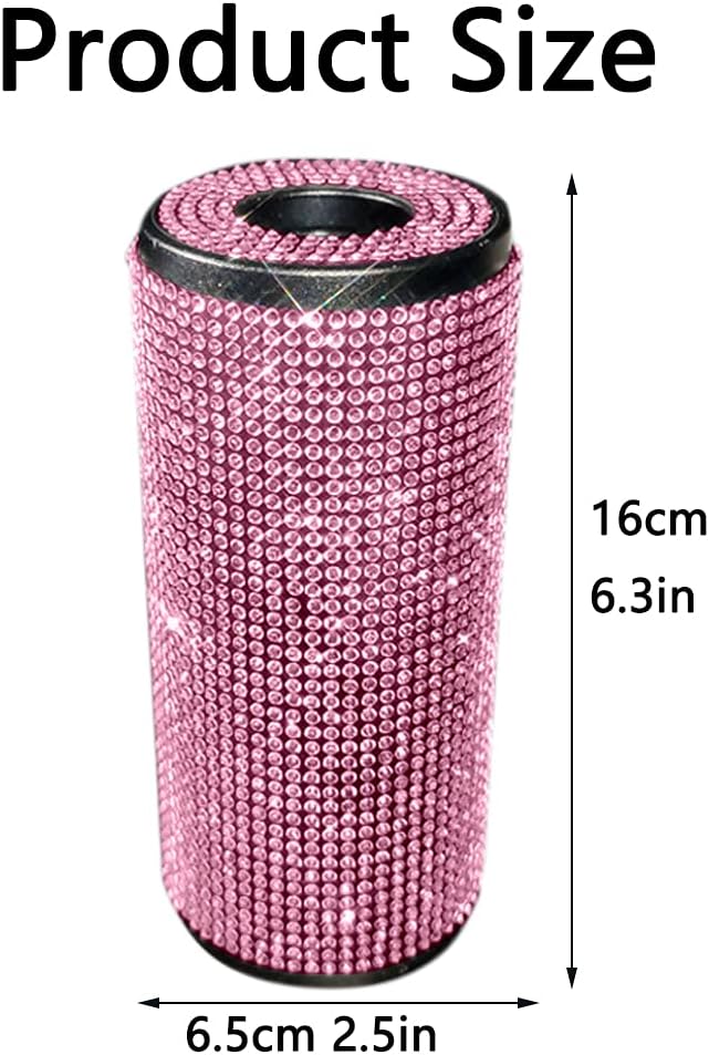 Car Universal Tissue Boxes for Car Diamond Bling Auto Rhinestone Crystal Paper Box Girls Auto Luxury Interior Accessories (Pink)