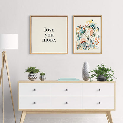 Sylvie Awaking Peach Framed Linen Textured Canvas Wall Art by Sara Berrenson, 18x24 Natural, Vibrant Floral Art for Wall
