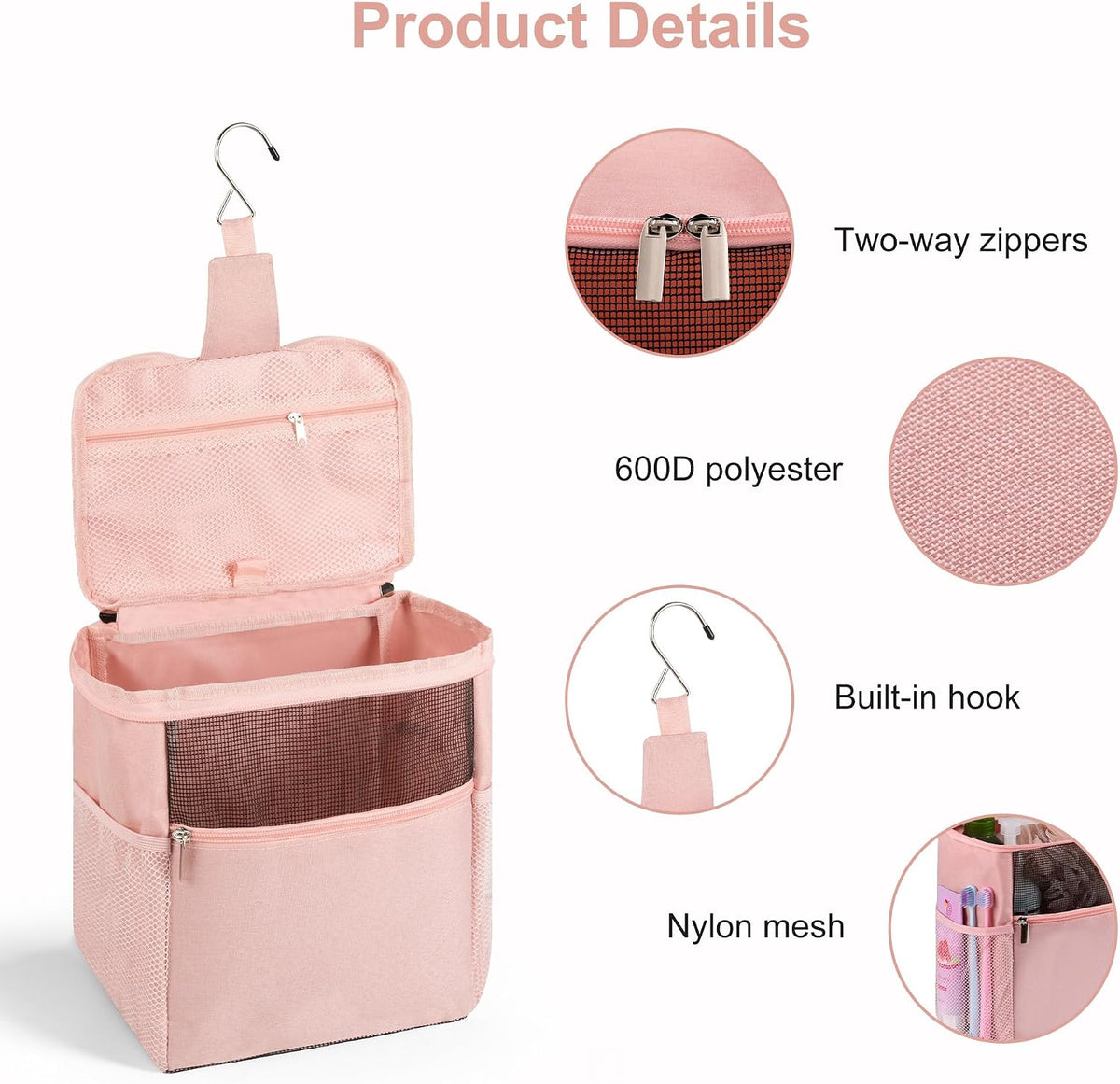 Mesh Shower Caddy Hanging Portable, Bathroom Caddy Organizer Pink