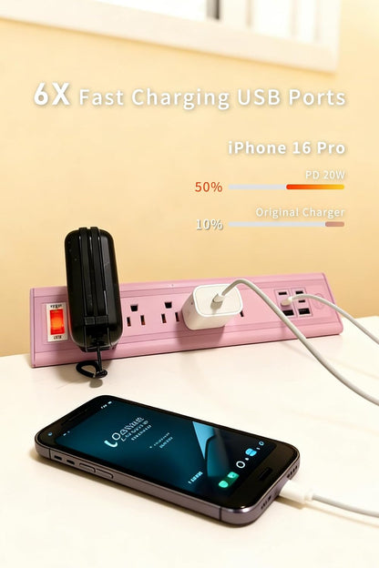Desk Clamp Power Strip with Nightlight, 40W Fast Charging, 6FT Extension Cord, 4x20W USB-C & 2 USB Ports, 5 AC Outlets, Fits 1.69-Inch Table Edges