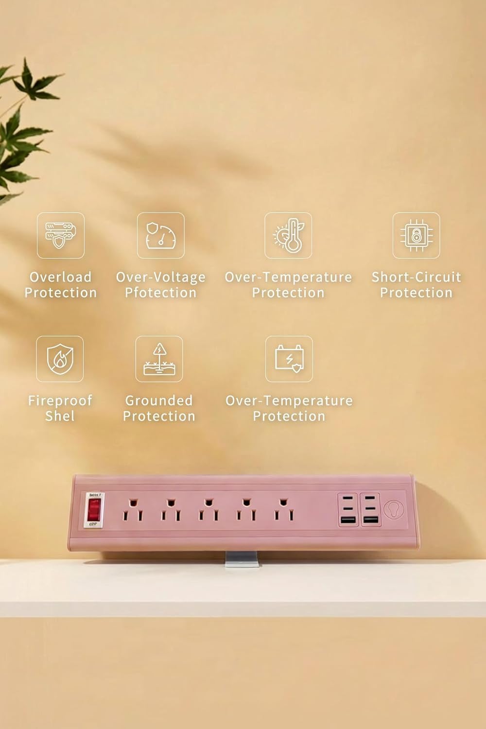 Desk Clamp Power Strip with Nightlight, 40W Fast Charging, 6FT Extension Cord, 4x20W USB-C & 2 USB Ports, 5 AC Outlets, Fits 1.69-Inch Table Edges