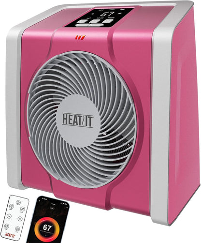 Space Heater with Remote, Digital Display with Thermostat, Pink