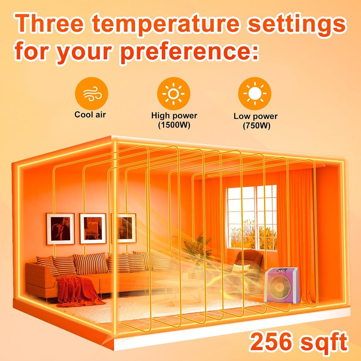 Space Heater with Remote, Digital Display with Thermostat, Pink