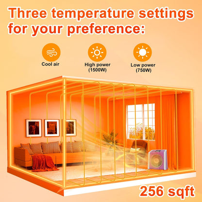 Space Heater with Remote, Digital Display with Thermostat, Pink